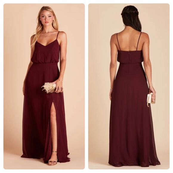 Birdy Grey Gwennie Chiffon Bridesmaid Maxi Dress in Cabernet Red Sz M‎ NEW - Picture 1 of 9